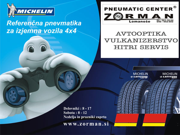 Pneumatic center Zorman - Michelin Latitude so pnevmatike za sodobna 4x4 vozila (SUV)